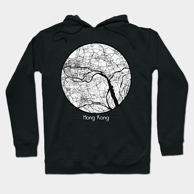 Hong Kong Circle Black & White Hoodie by TAD_City Map